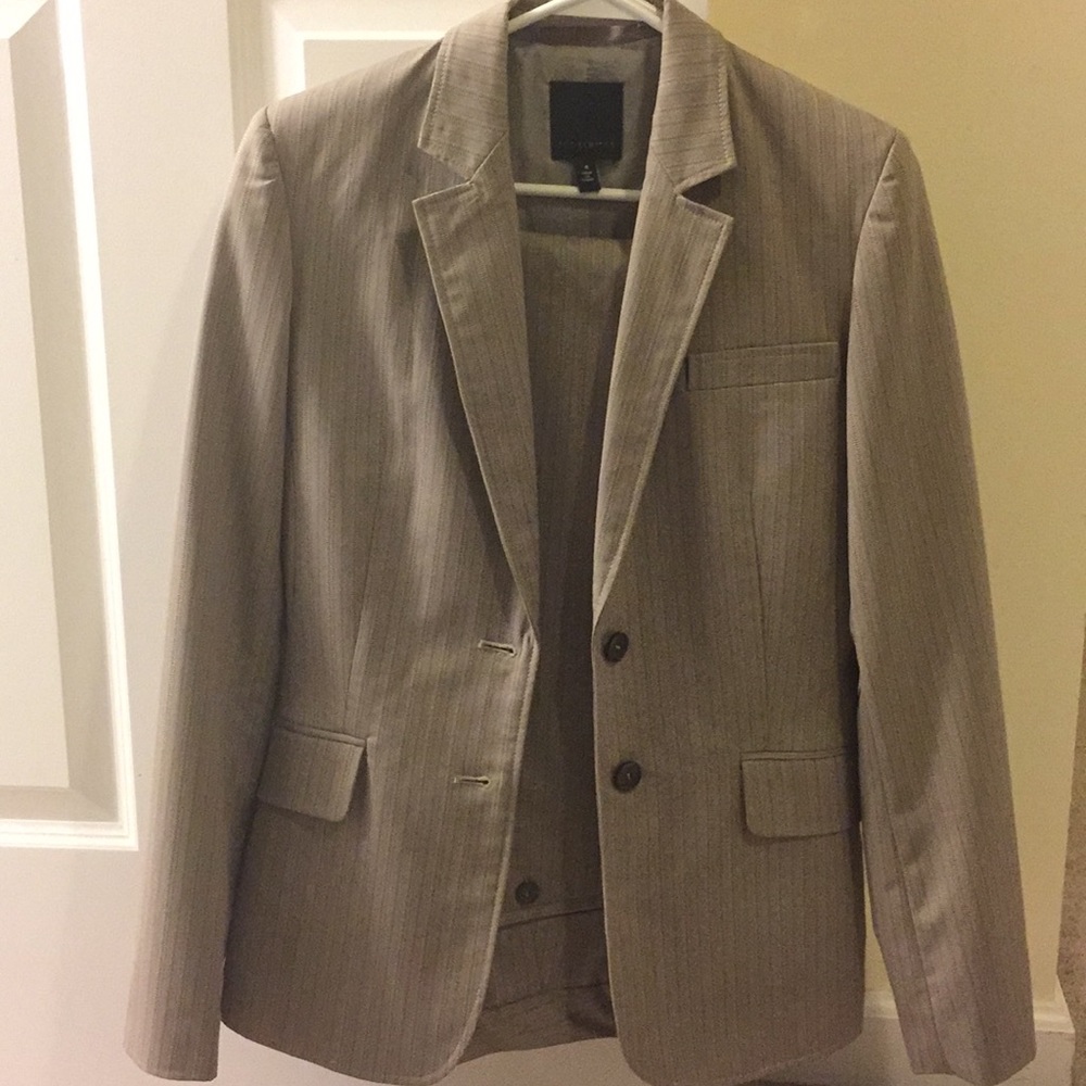 Pin striped tan pant suit from The Limited.